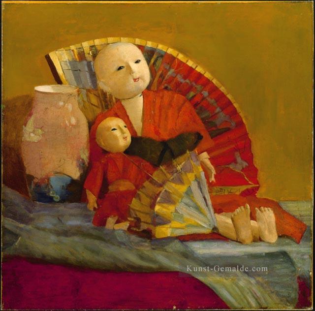 Japanische Puppen und Fan Akademischer Maler Paul Peel Ölgemälde